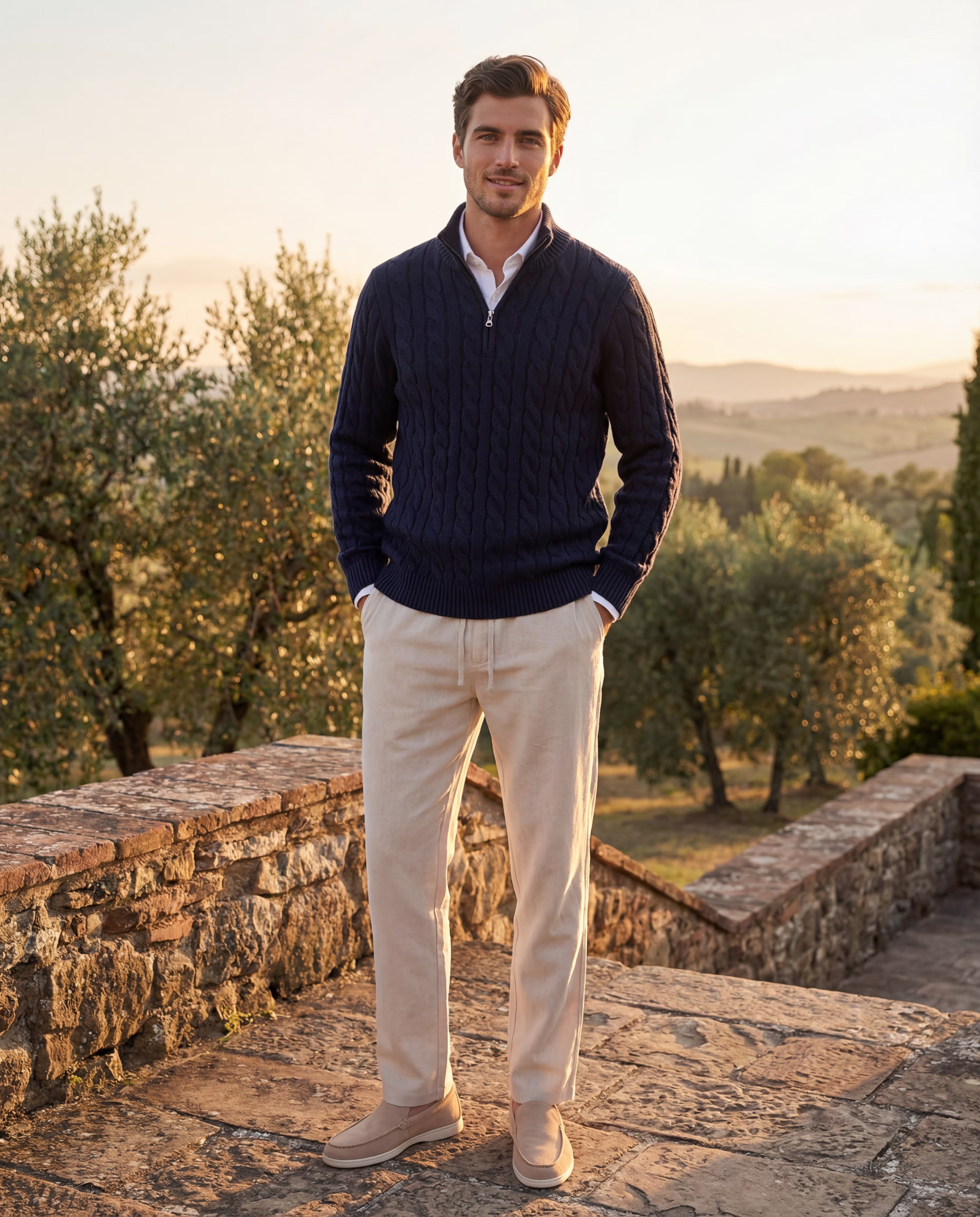 STOCKHOLM ZIPPED CABLE SWEATER