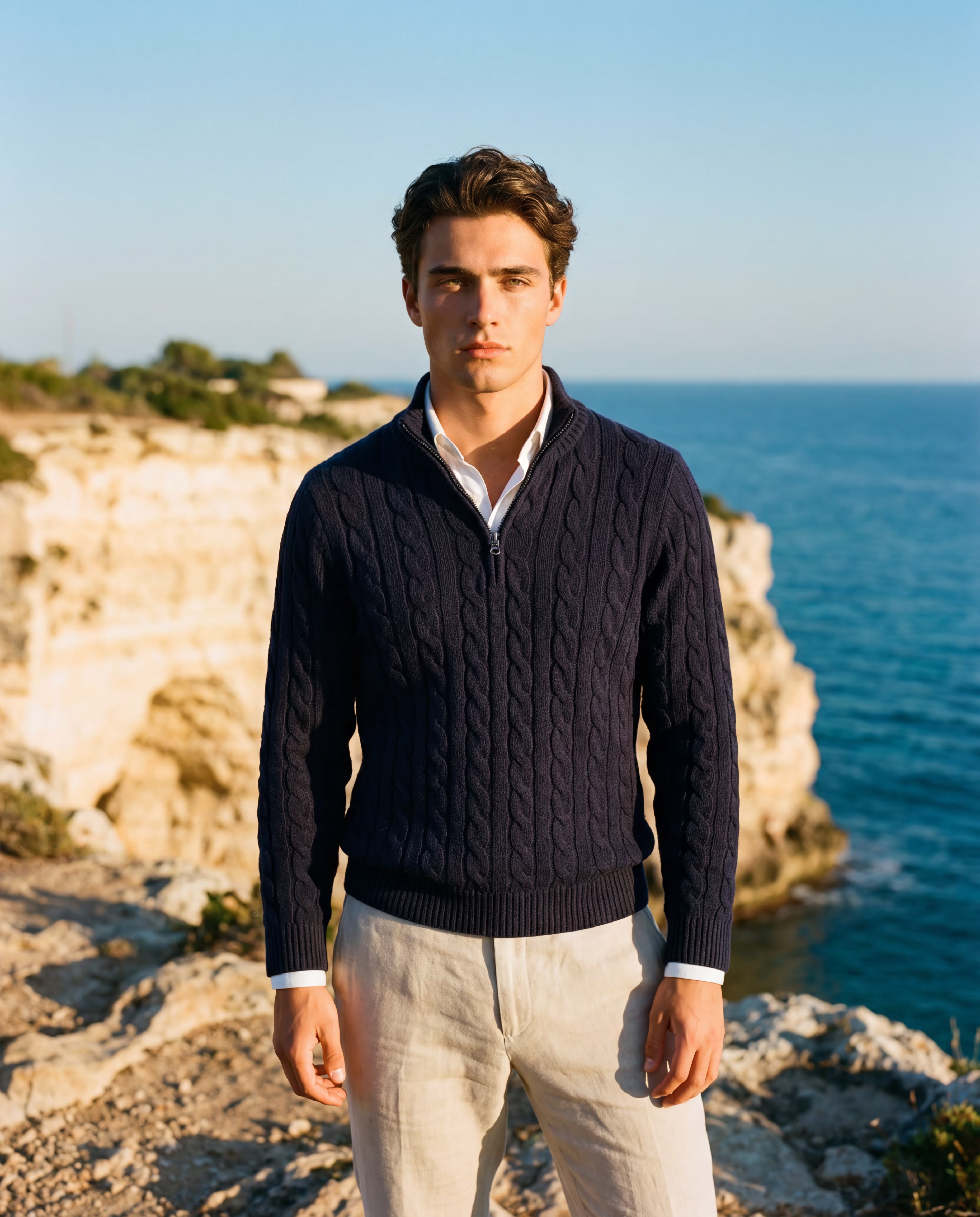 STOCKHOLM ZIPPED CABLE SWEATER