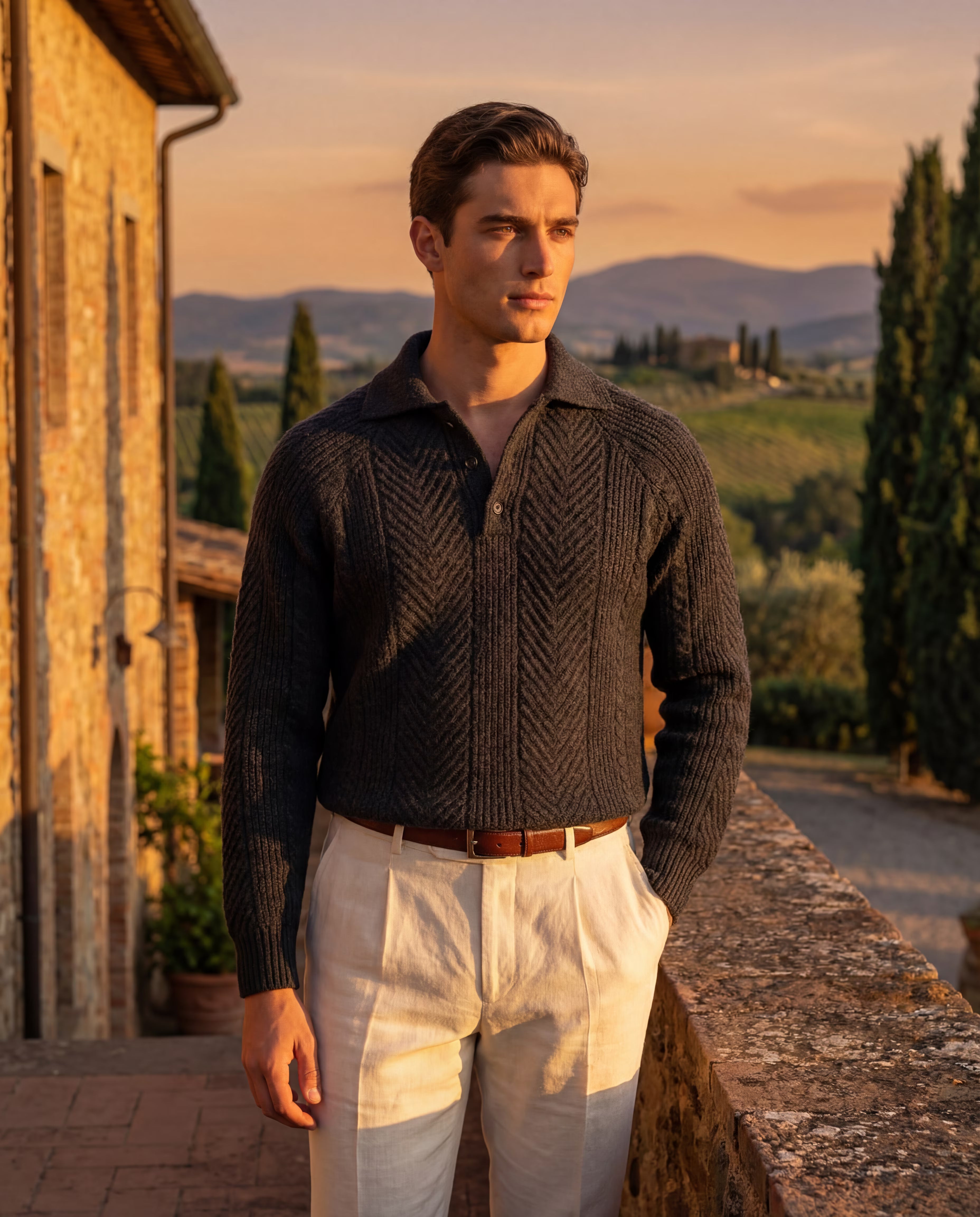 ZERMATT CABLE BUTTON SWEATER