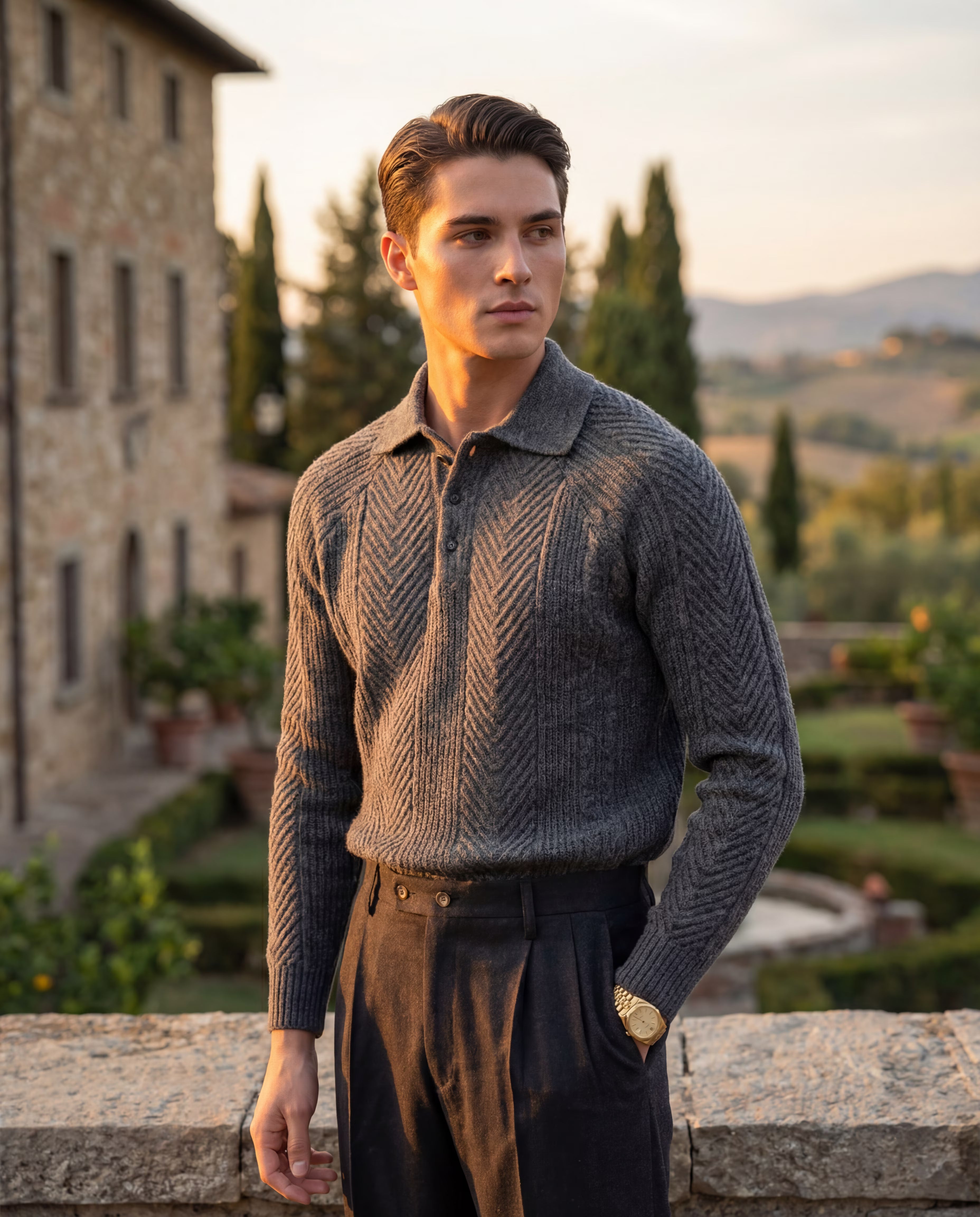ZERMATT CABLE BUTTON SWEATER