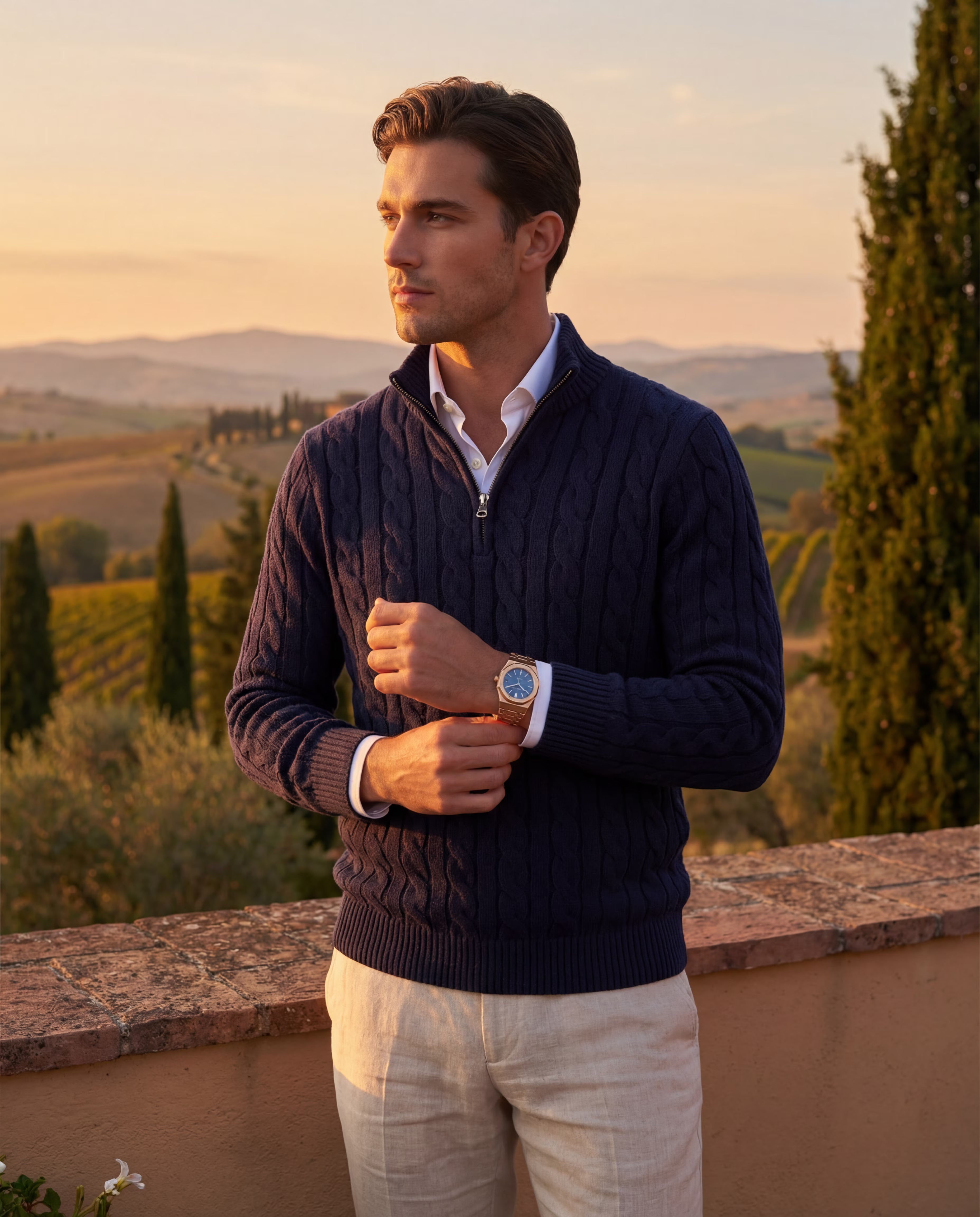 STOCKHOLM ZIPPED CABLE SWEATER